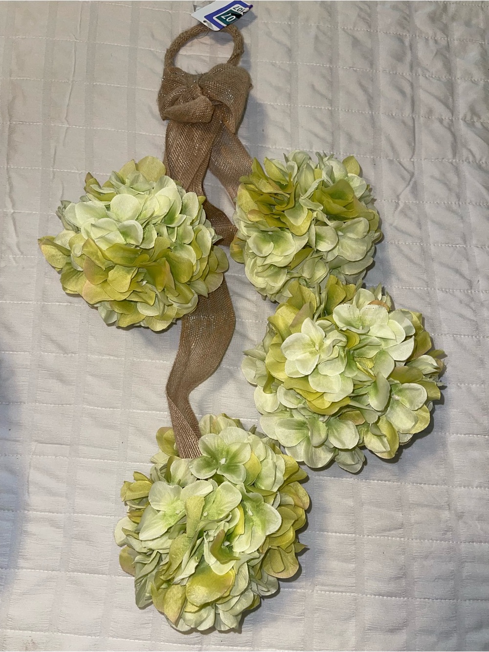 Green Hydrangea Pomander Garland - Decorative Hanging Floral Balls